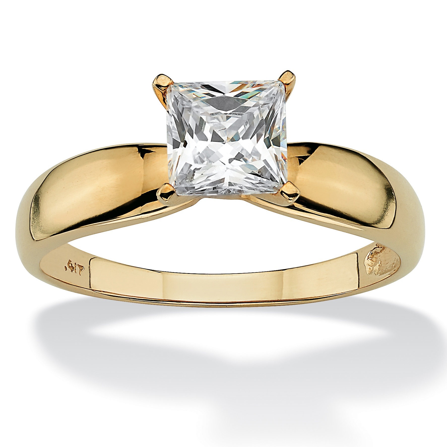 10k Gold Princess-Cut DiamonUltra&trade; CZ Solitaire Ring