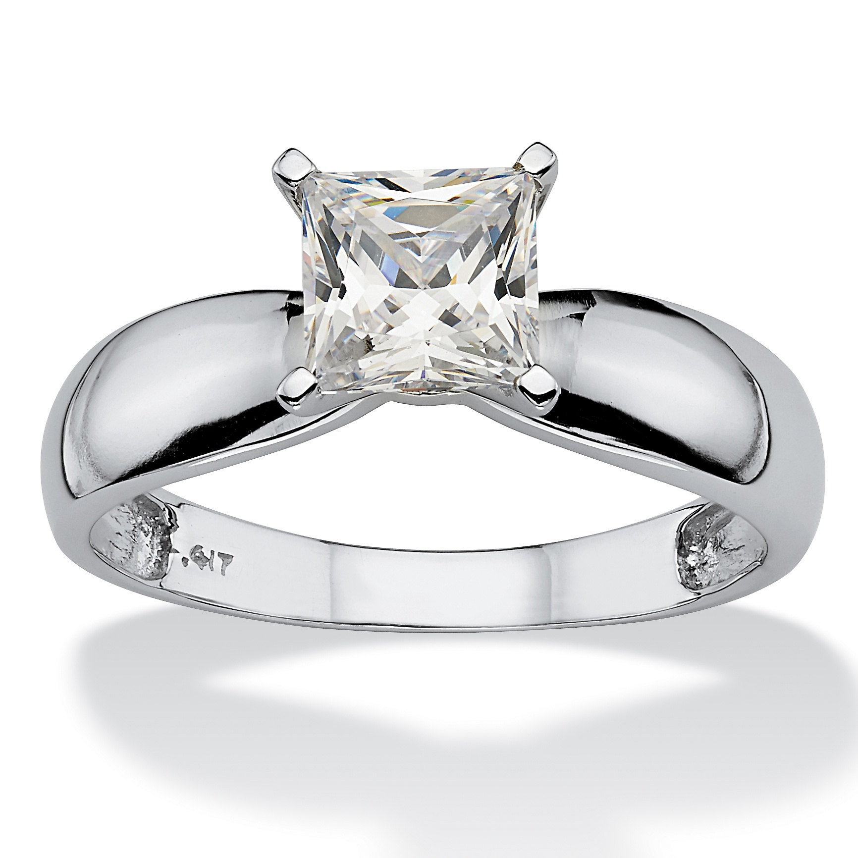 10k White Gold Princess-Cut DiamonUltra&trade; Cubic Zirconia Solitaire Ring