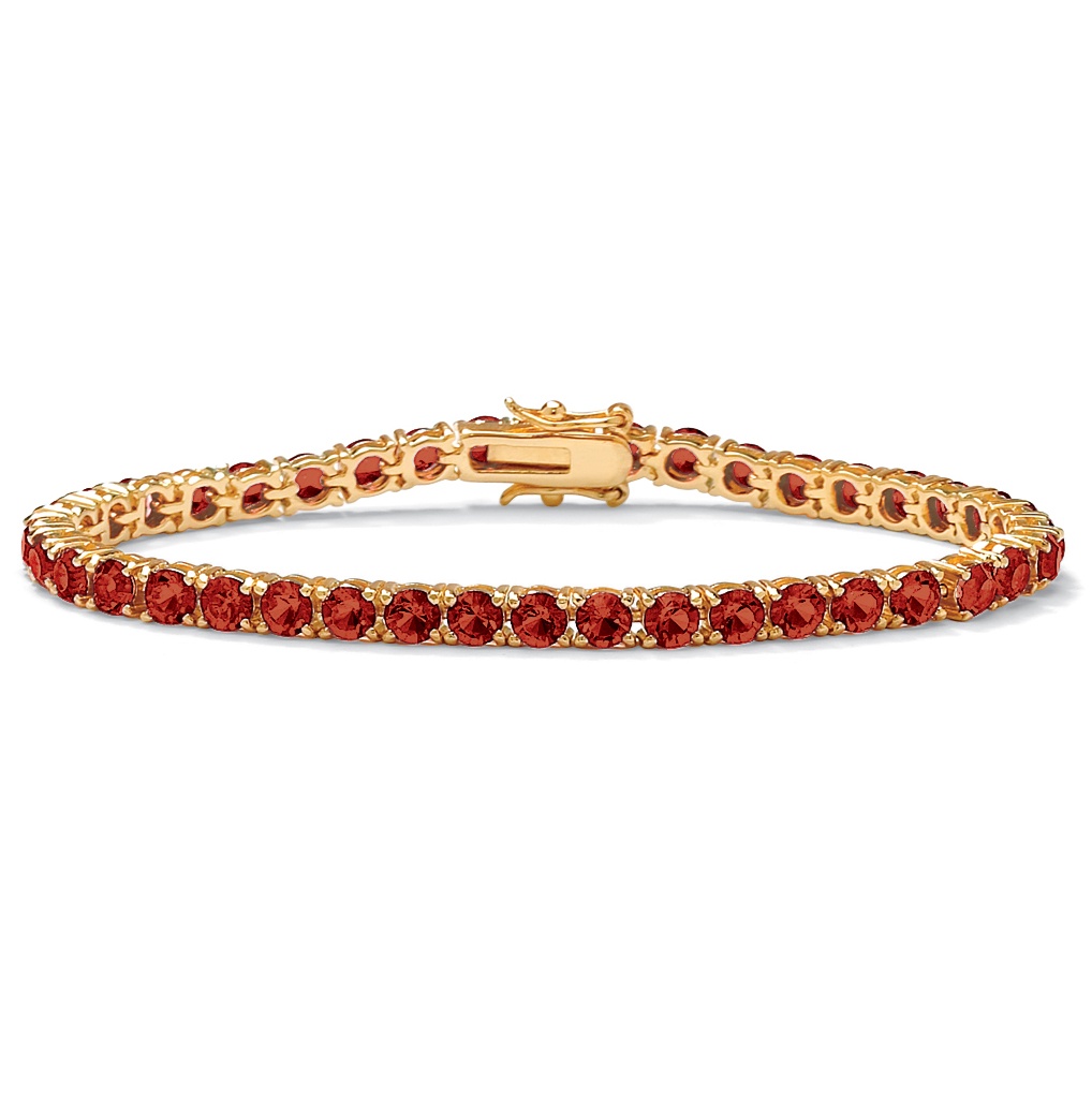14k Gold-Plated Round Birthstone Tennis Bracelet