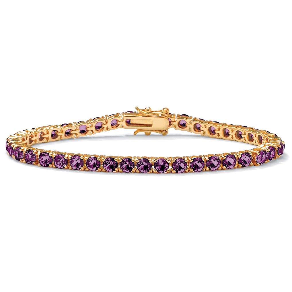 14k Gold-Plated Round Birthstone Tennis Bracelet