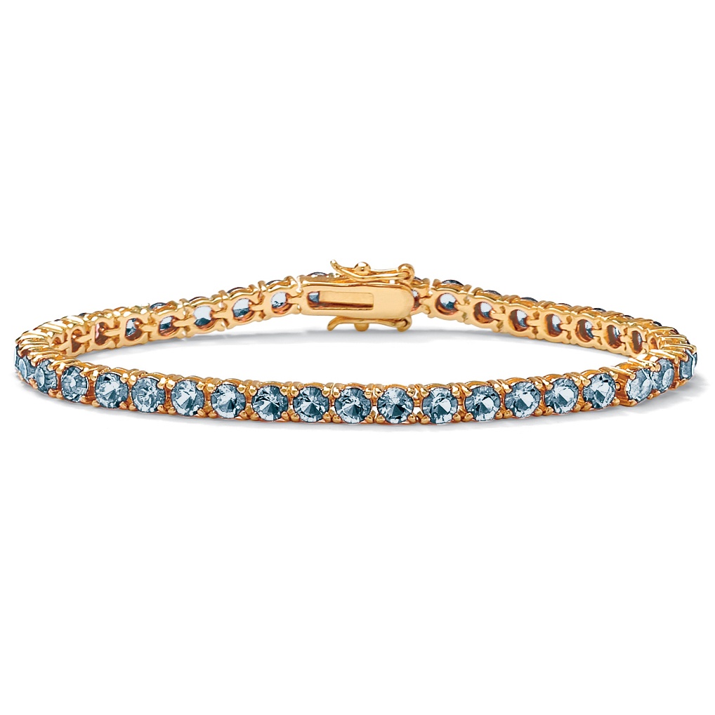 14k Gold-Plated Round Birthstone Tennis Bracelet