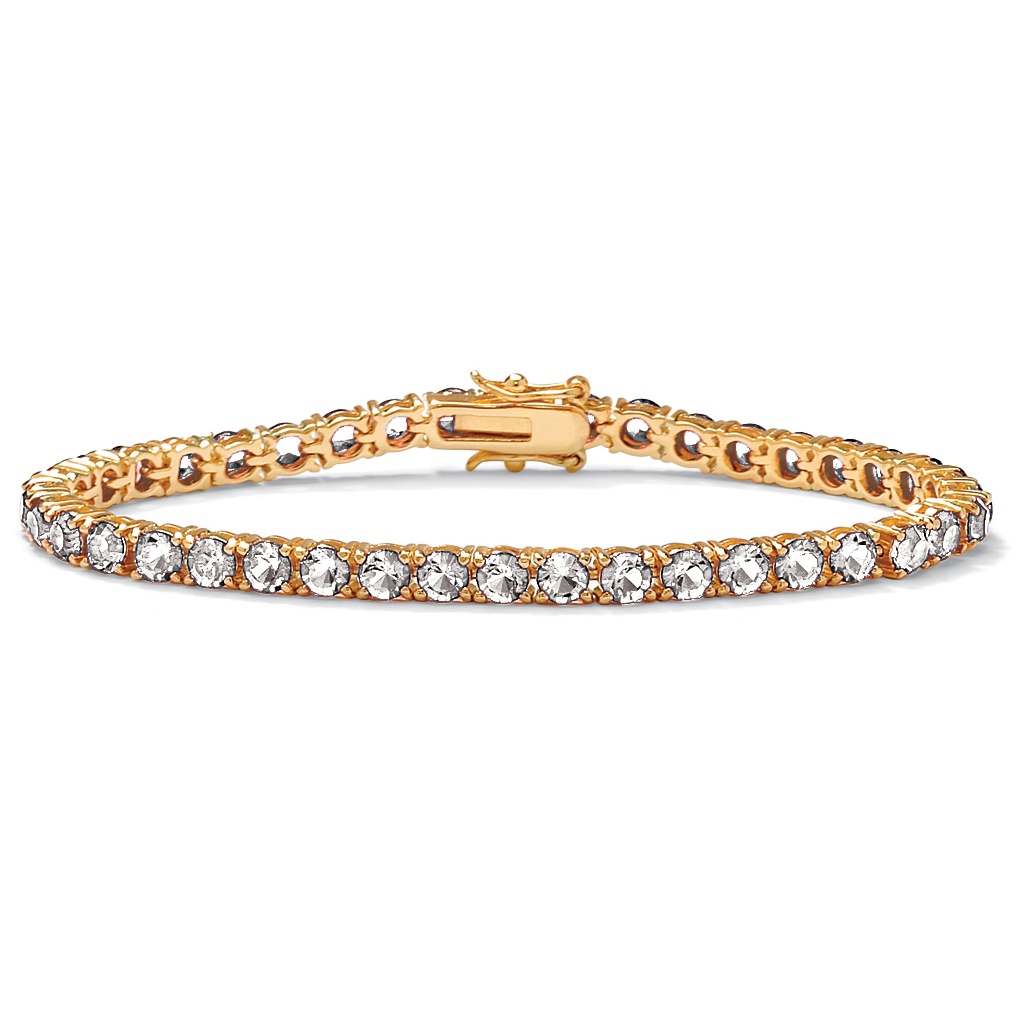 14k Gold-Plated Round Birthstone Tennis Bracelet