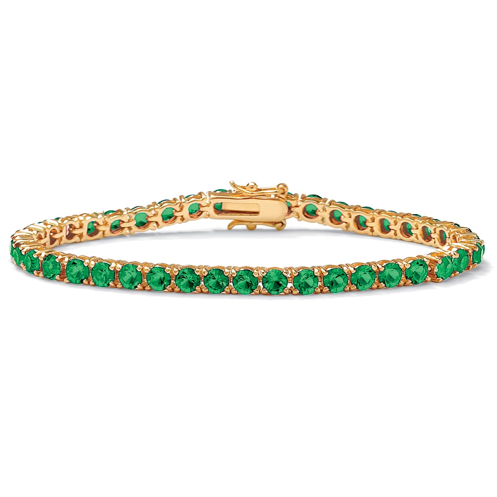 14k Gold-Plated Round Birthstone Tennis Bracelet