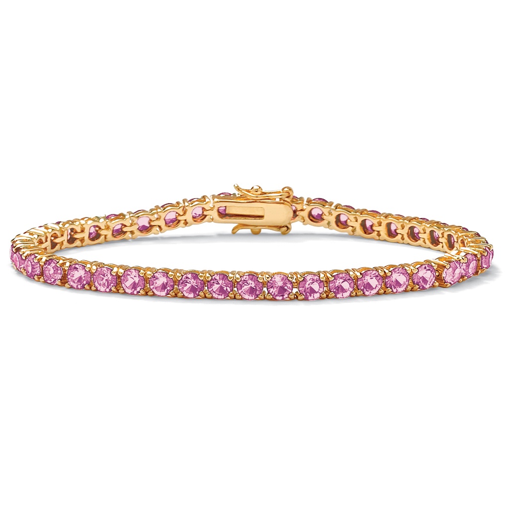 14k Gold-Plated Round Birthstone Tennis Bracelet