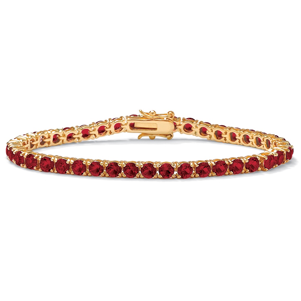 14k Gold-Plated Round Birthstone Tennis Bracelet