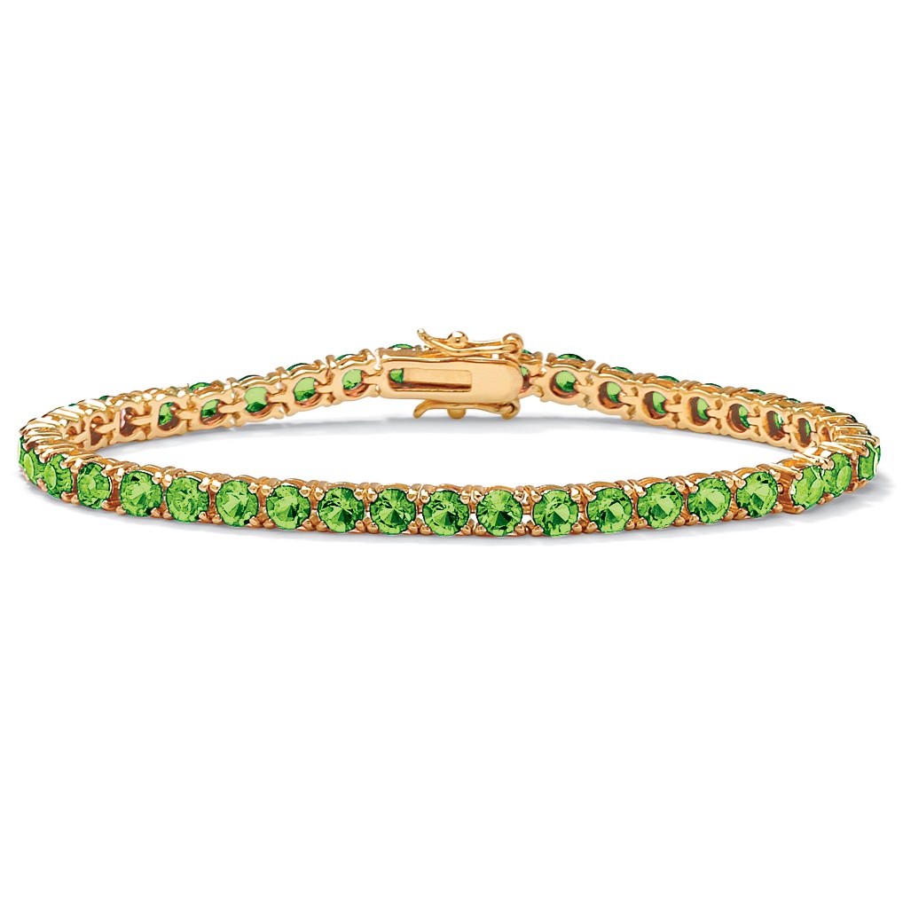 14k Gold-Plated Round Birthstone Tennis Bracelet