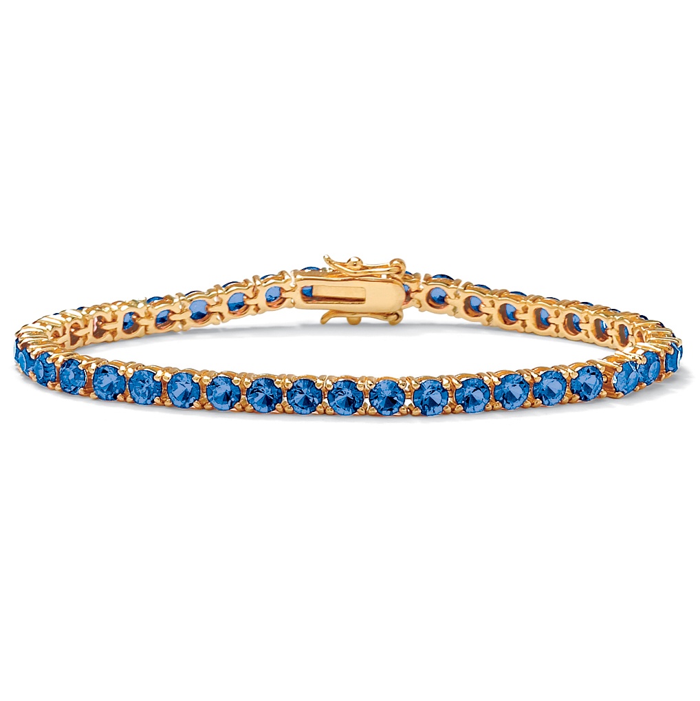14k Gold-Plated Round Birthstone Tennis Bracelet