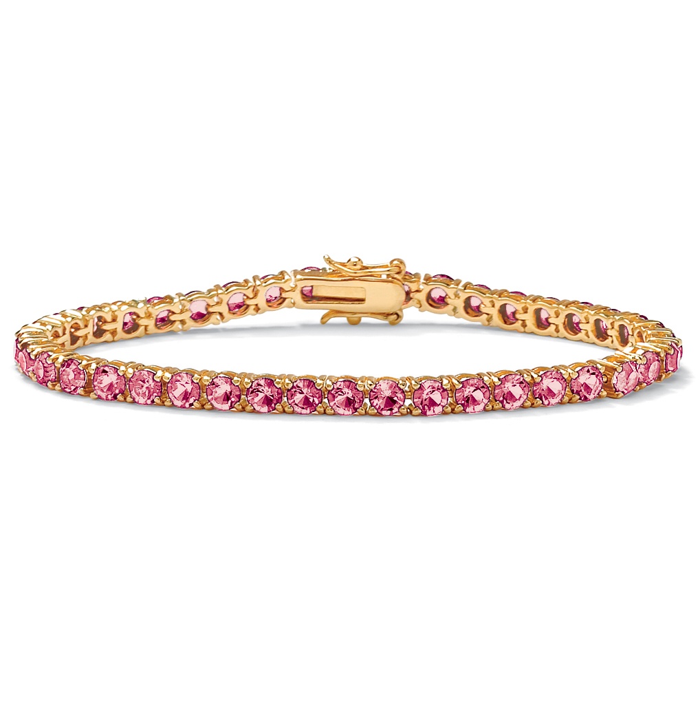 14k Gold-Plated Round Birthstone Tennis Bracelet