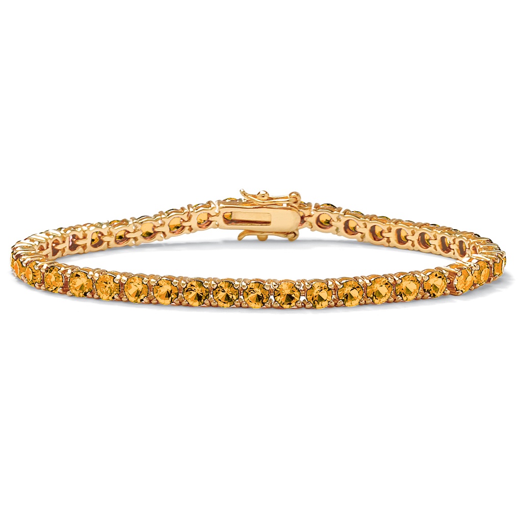 14k Gold-Plated Round Birthstone Tennis Bracelet