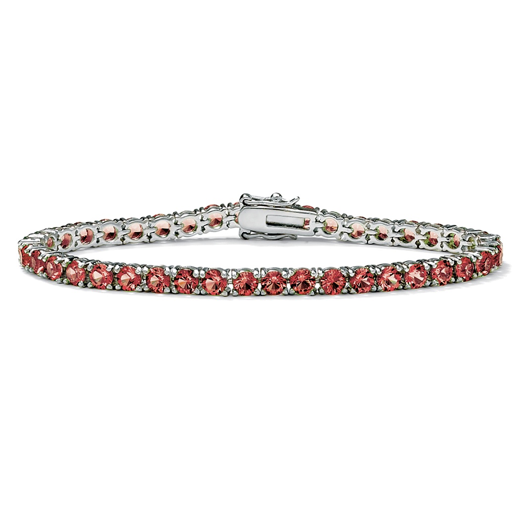 Silver Tone Round Birthstone Tennis Bracelet