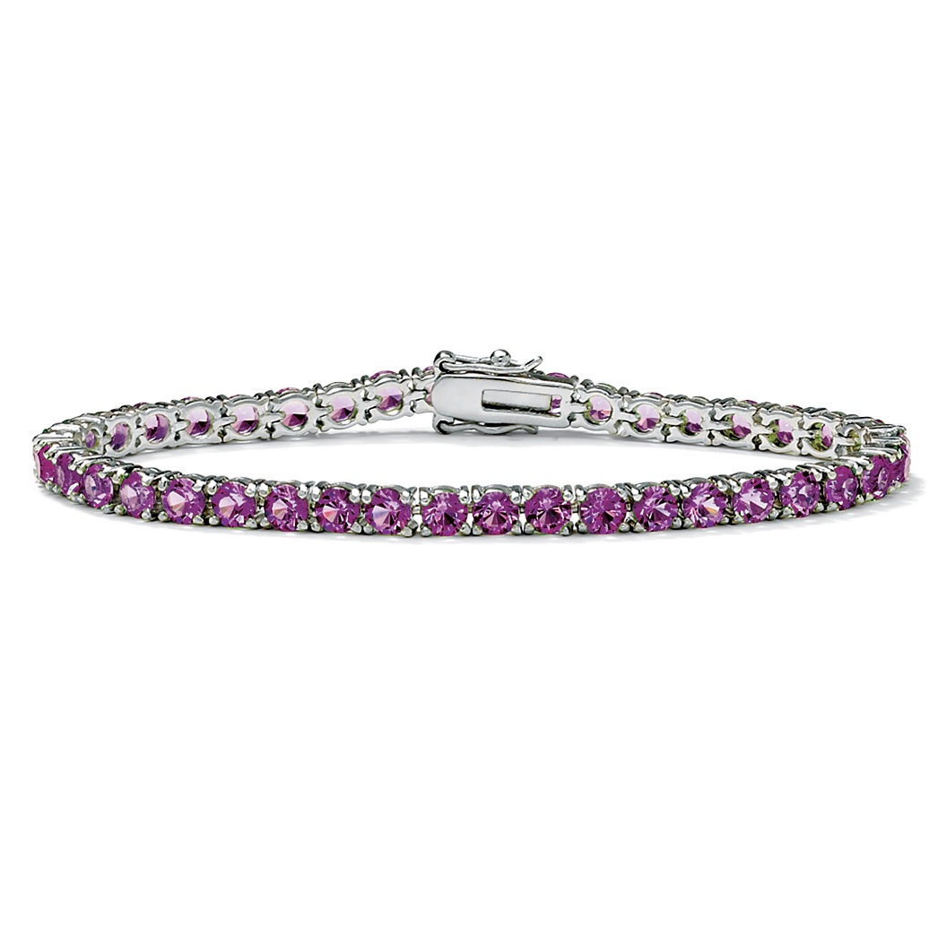 Silver Tone Round Birthstone Tennis Bracelet