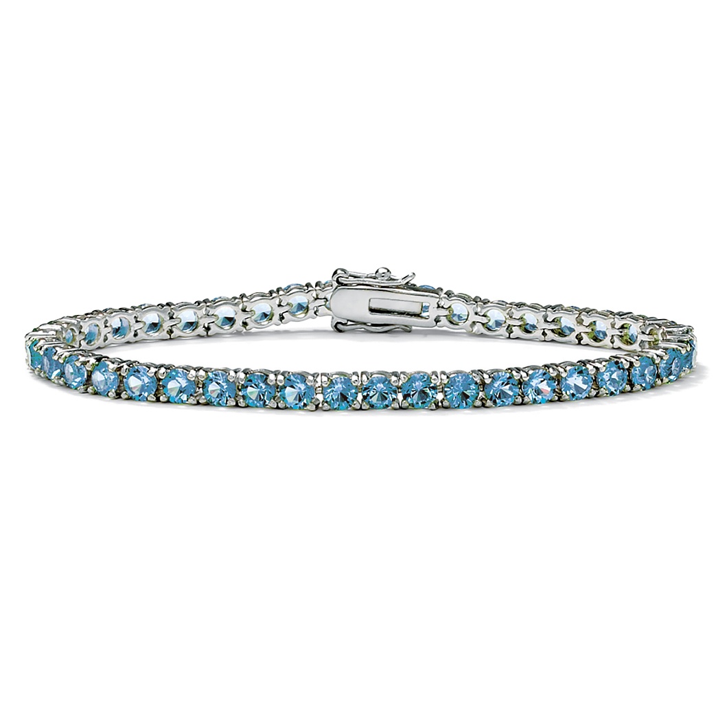 Silver Tone Round Birthstone Tennis Bracelet