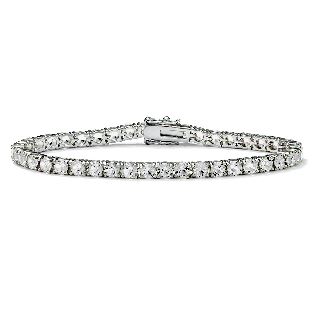 Silver Tone Round Birthstone Tennis Bracelet