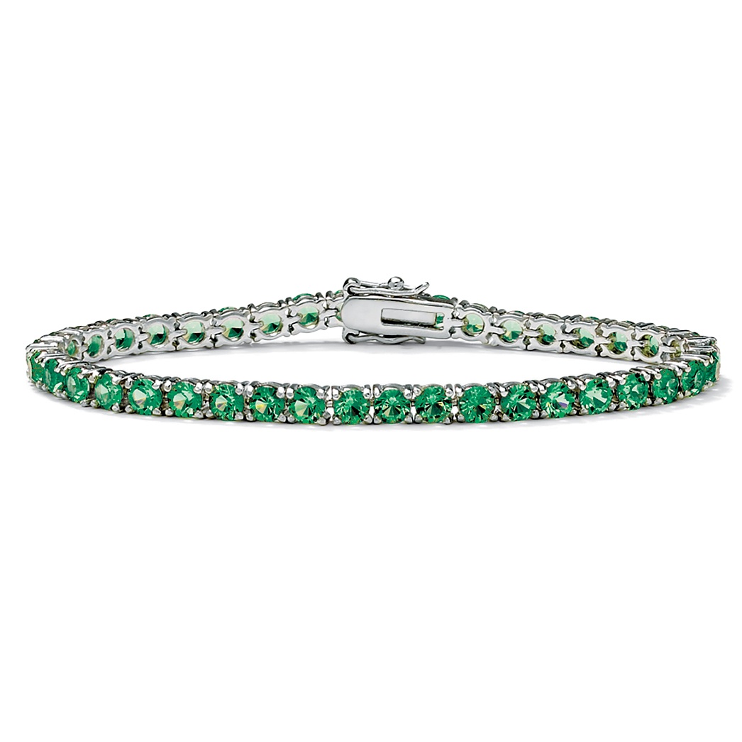 Silver Tone Round Birthstone Tennis Bracelet