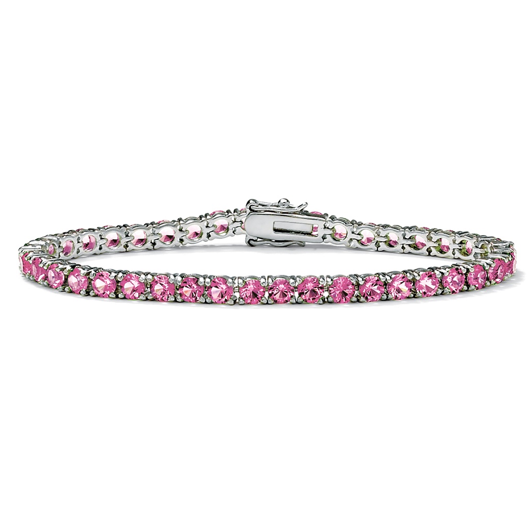 Silver Tone Round Birthstone Tennis Bracelet