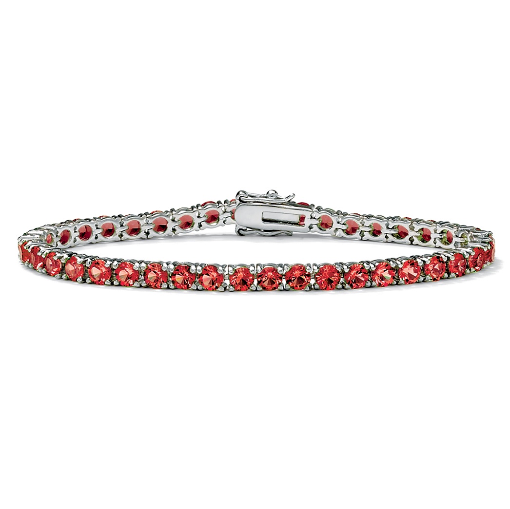Silver Tone Round Birthstone Tennis Bracelet