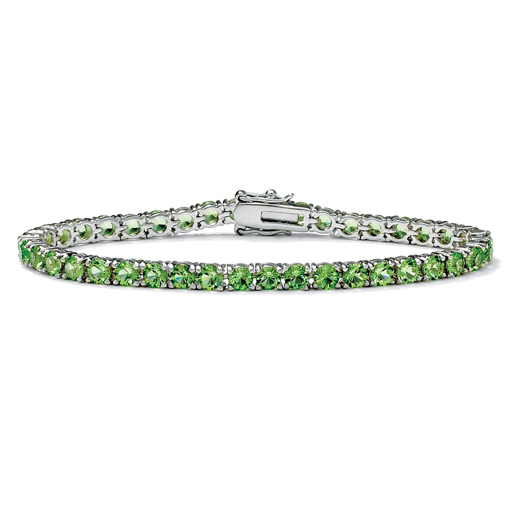 Silver Tone Round Birthstone Tennis Bracelet