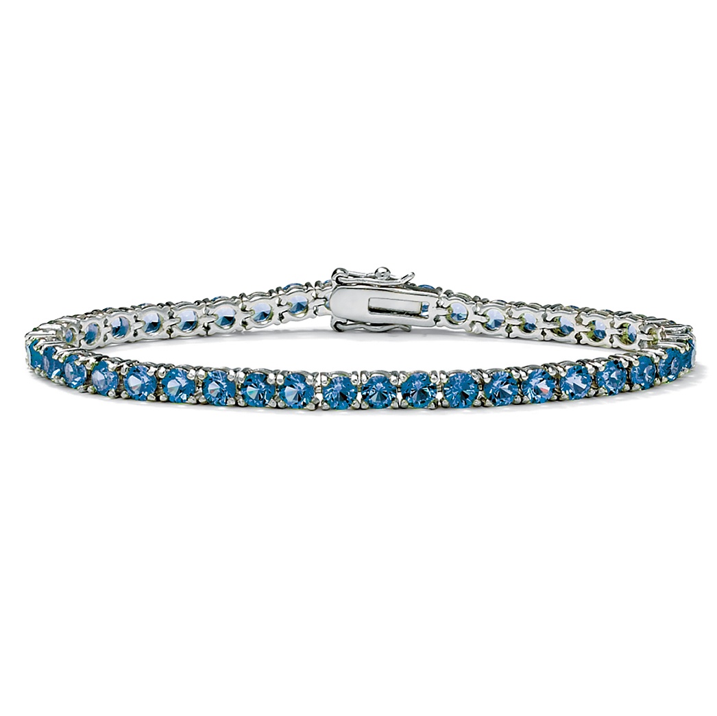 Silver Tone Round Birthstone Tennis Bracelet