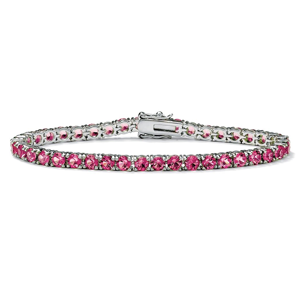 Silver Tone Round Birthstone Tennis Bracelet