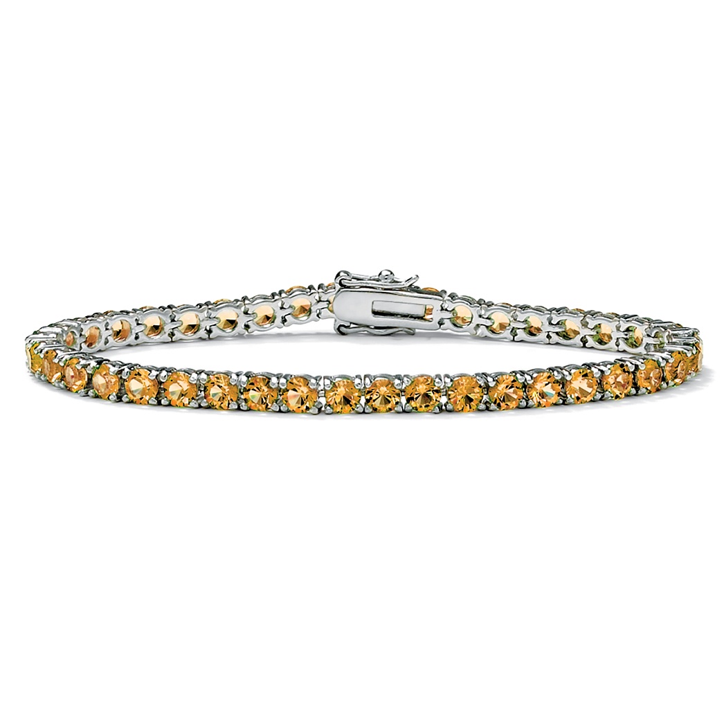Silver Tone Round Birthstone Tennis Bracelet