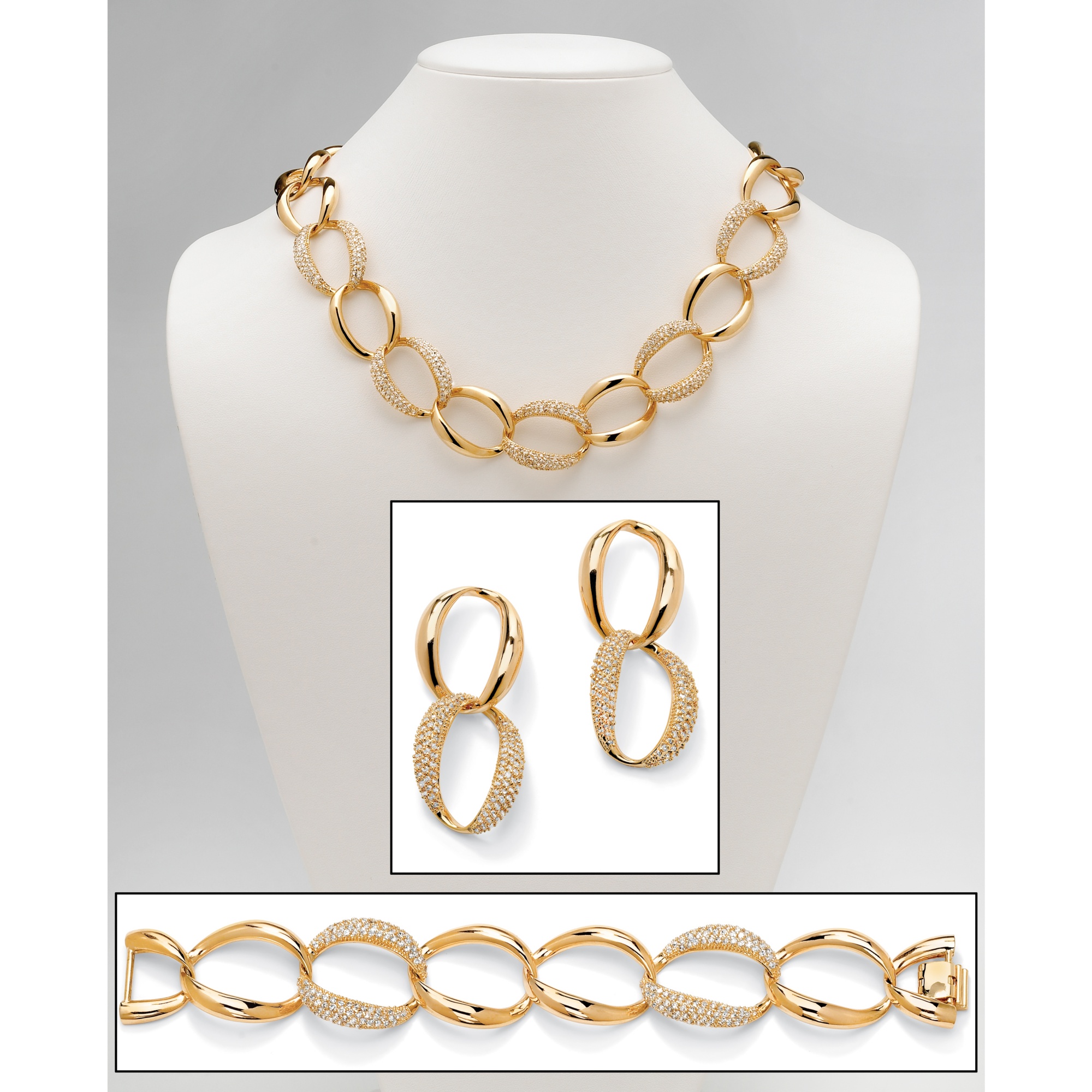 14K Gold-Plated DiamonUltra&trade; Cubic Zirconia Pav&eacute; Necklace, ...