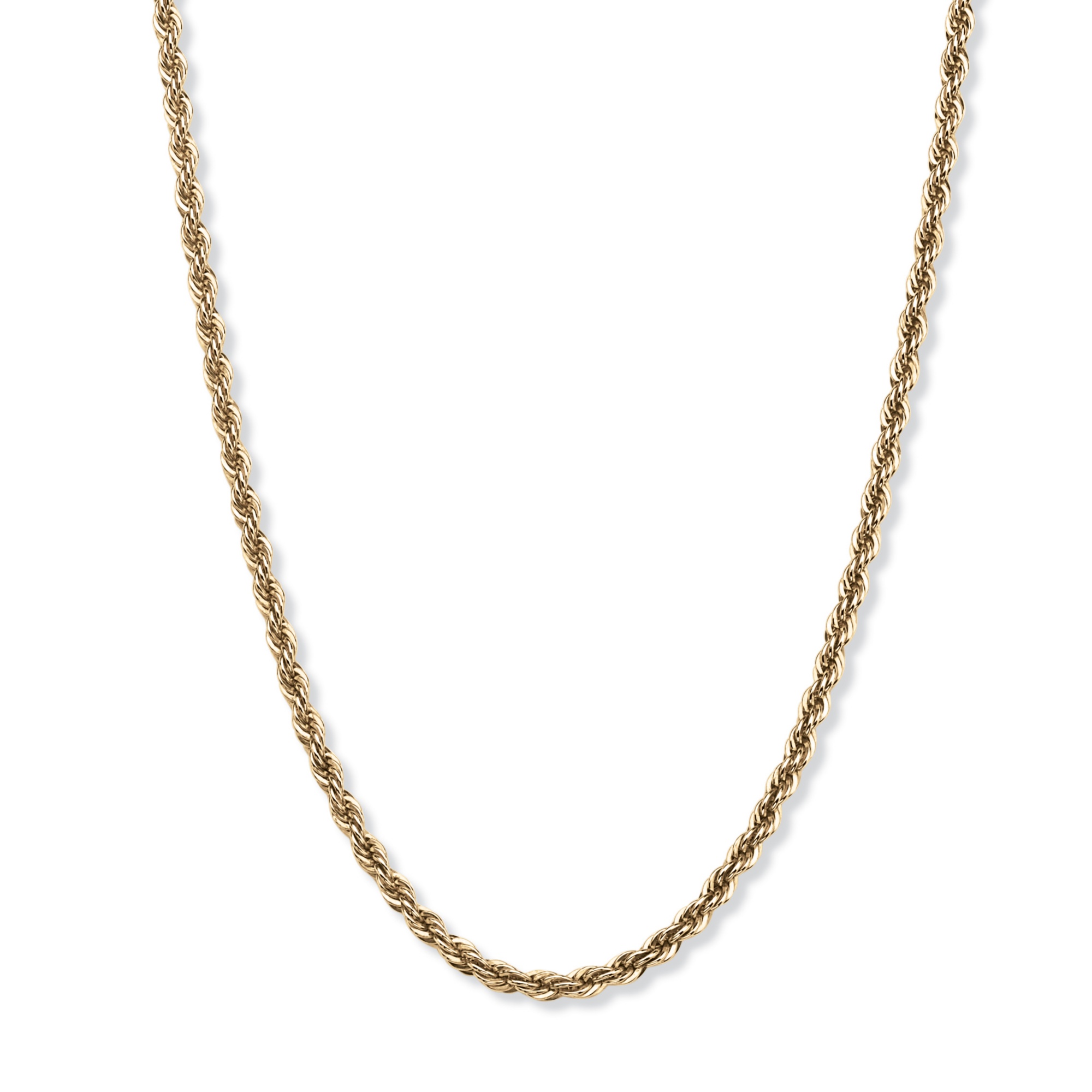 18k Yellow Gold over Sterling Silver Rope Chain Necklace