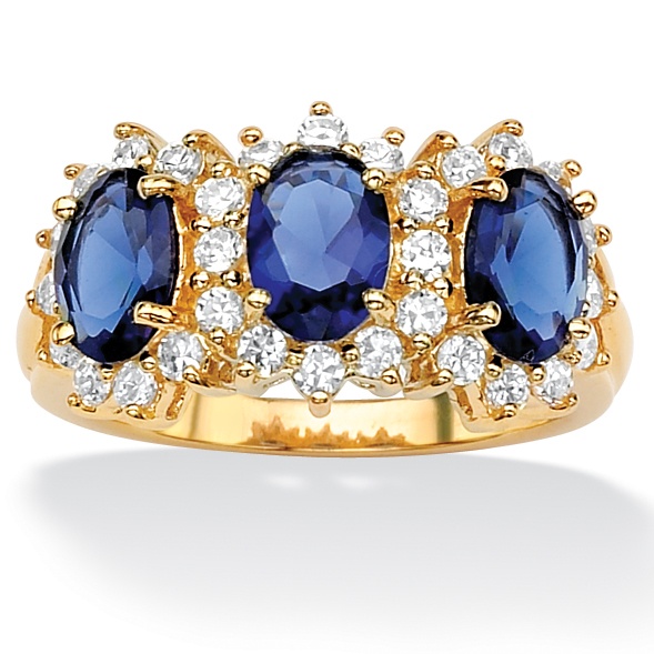 18k Gold over Sterling Silver DiamonUltra&trade; Cubic Zirconia and Blue ...