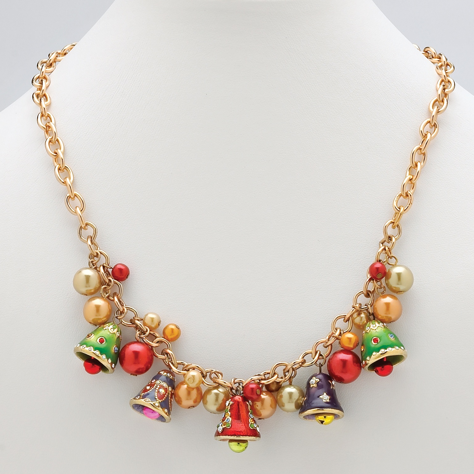 Goldtone Beads Holiday Necklace