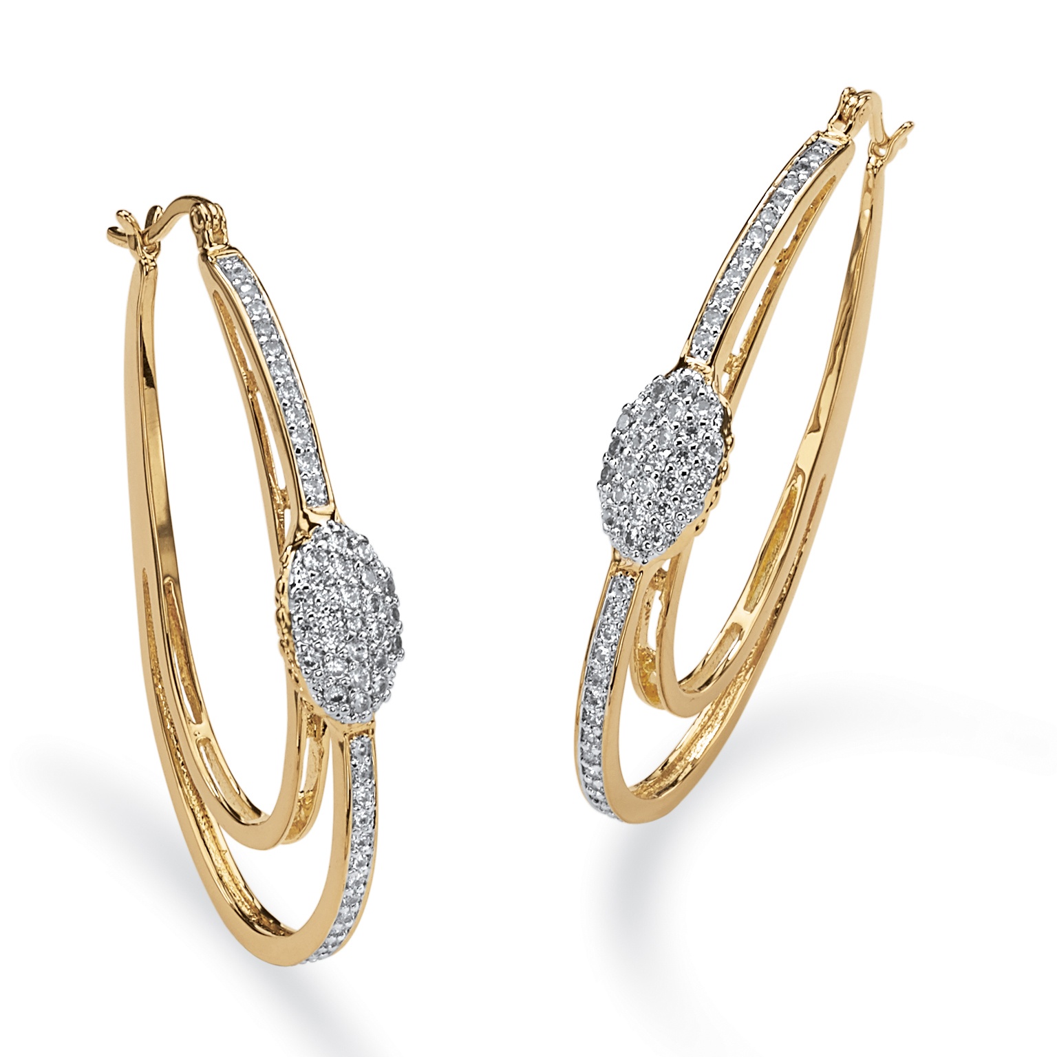 1.30 CT TW DiamonUltra&trade; Cubic Zirconia Oval Hoop Pierced Earrings in ...
