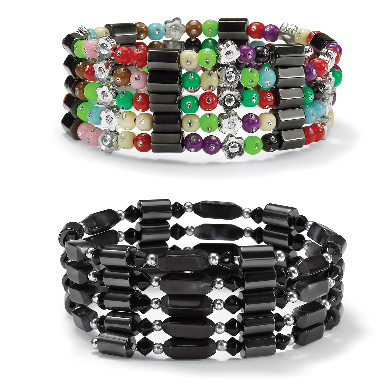 Silvertone Beaded Magnetic Hematite Necklaces/Bracelets