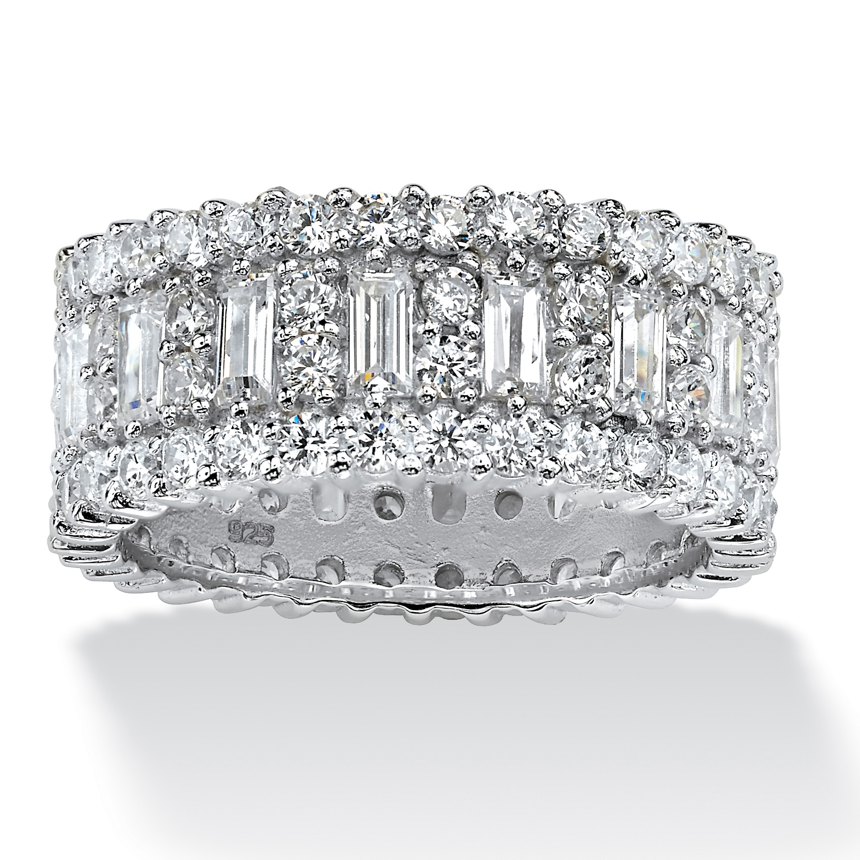 Platinum over Sterling DiamonUltra&trade; Cubic Zirconia Eternity Band