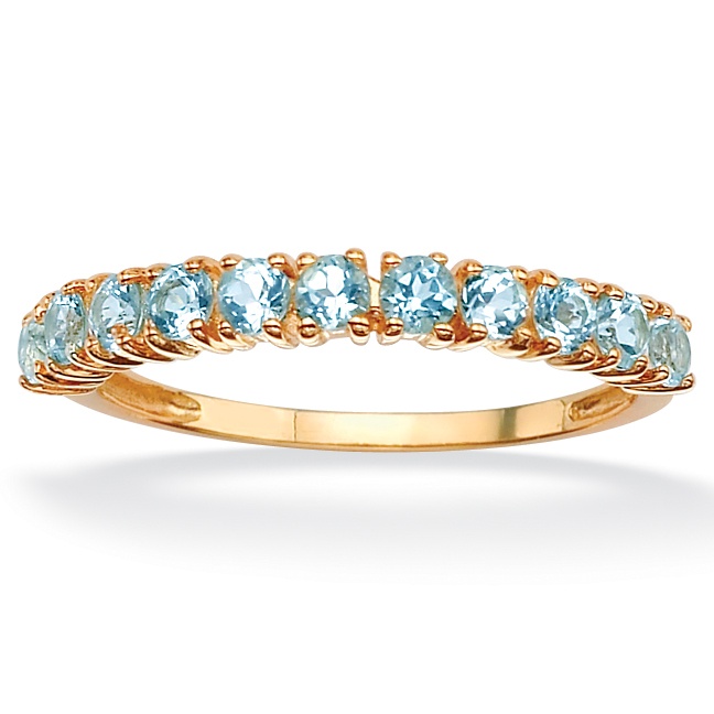 18k Gold Over Sterling Silver Blue Topaz Women's Ring
