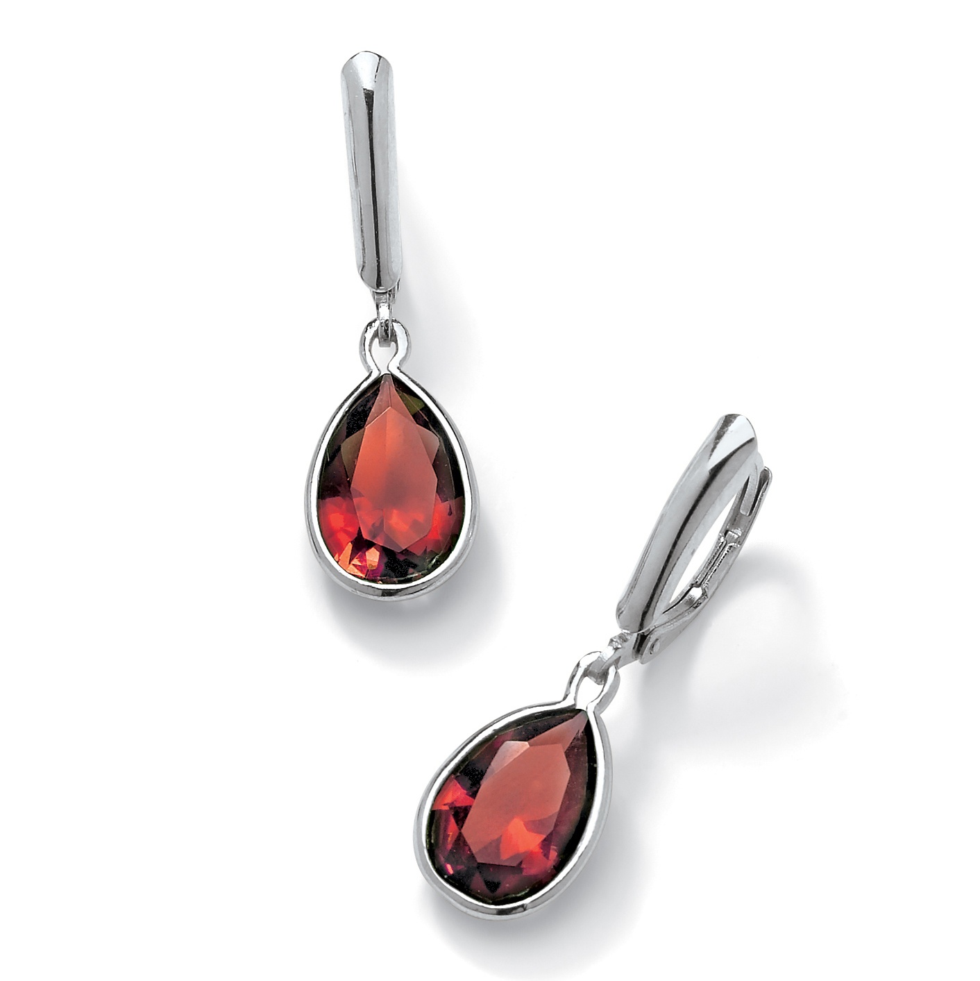 Sterling Silver Pear-Shaped Birthstone Drop Pierced Earrings