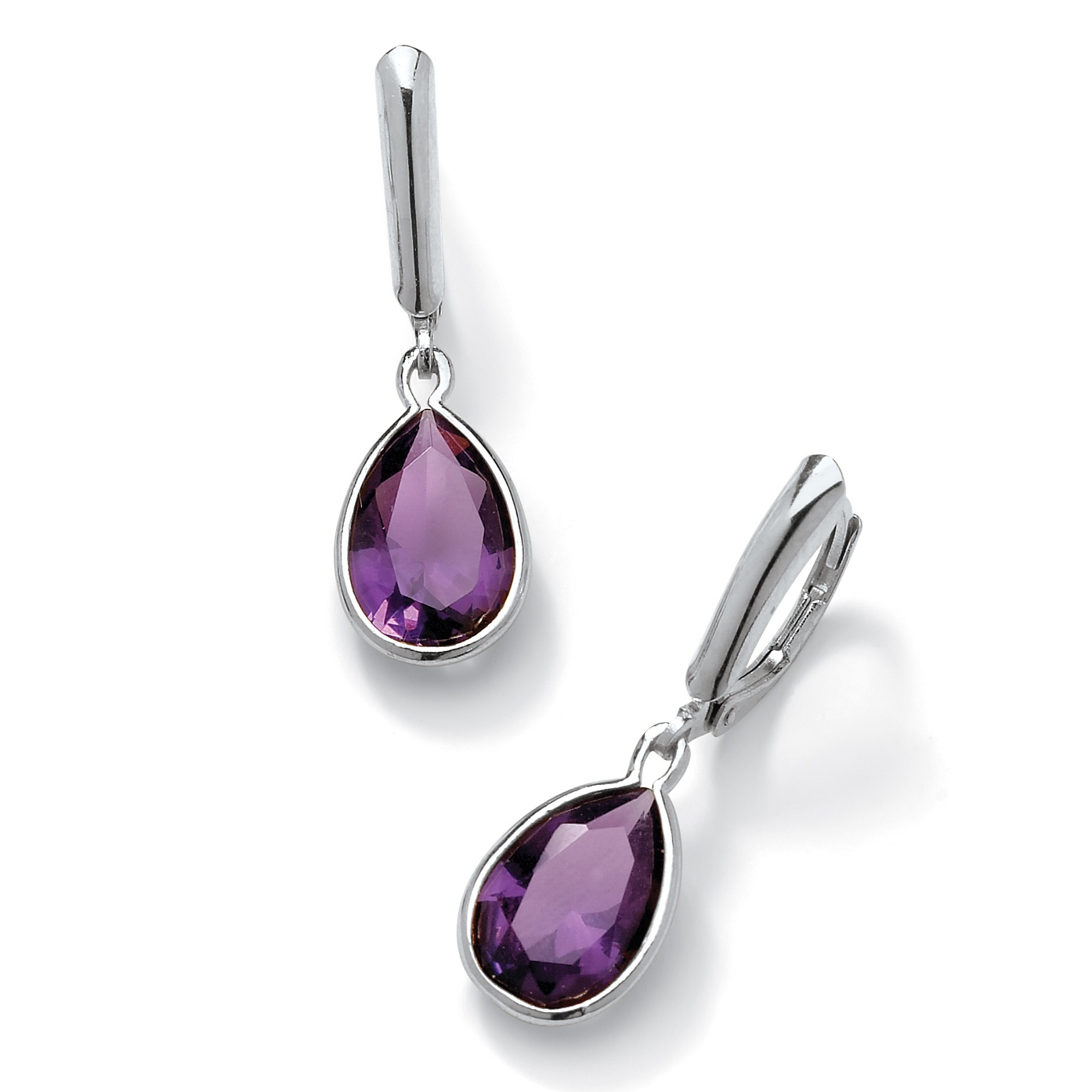 Sterling Silver Pear-Shaped Birthstone Drop Pierced Earrings