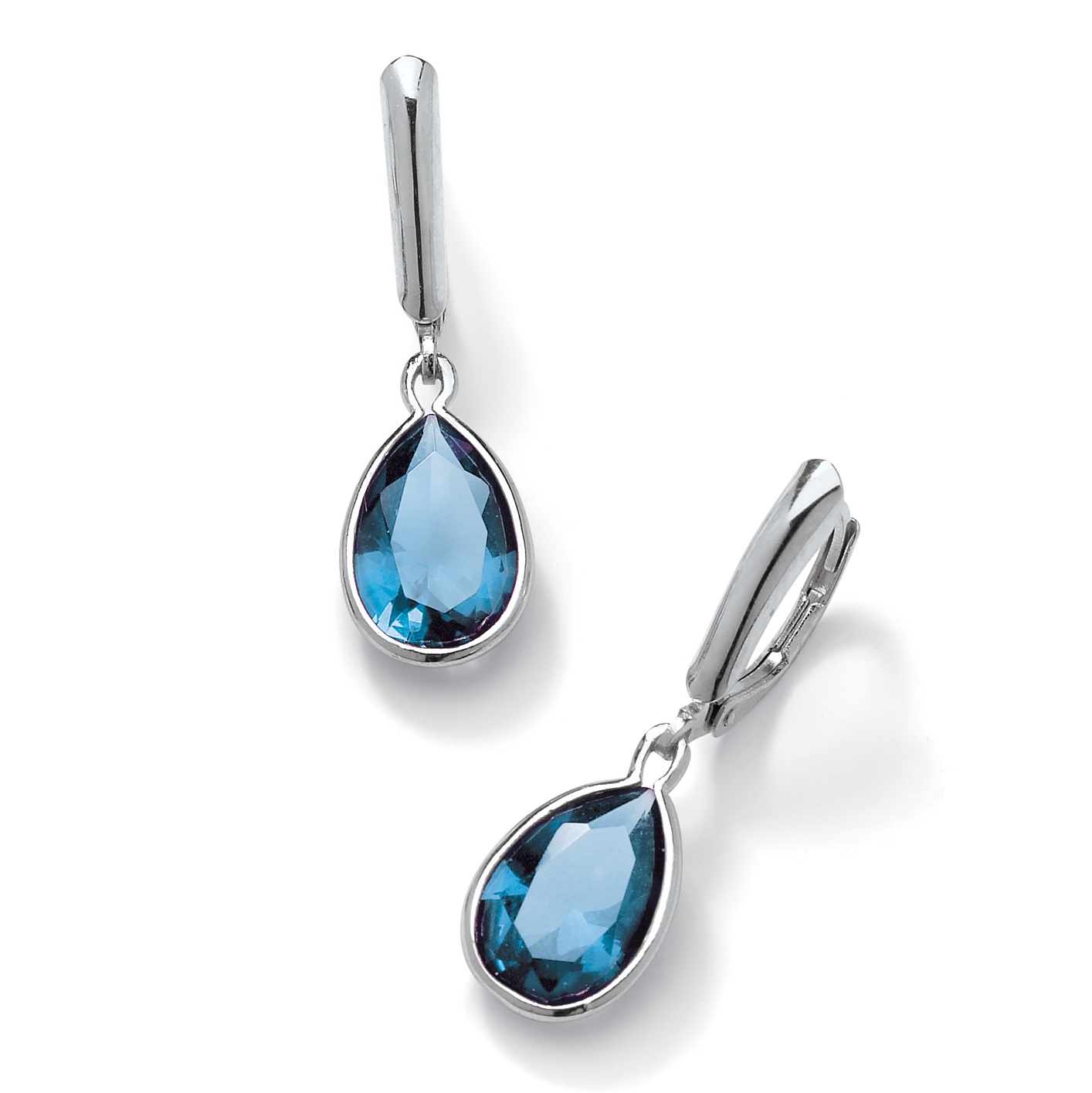Sterling Silver Pear-Shaped Birthstone Drop Pierced Earrings