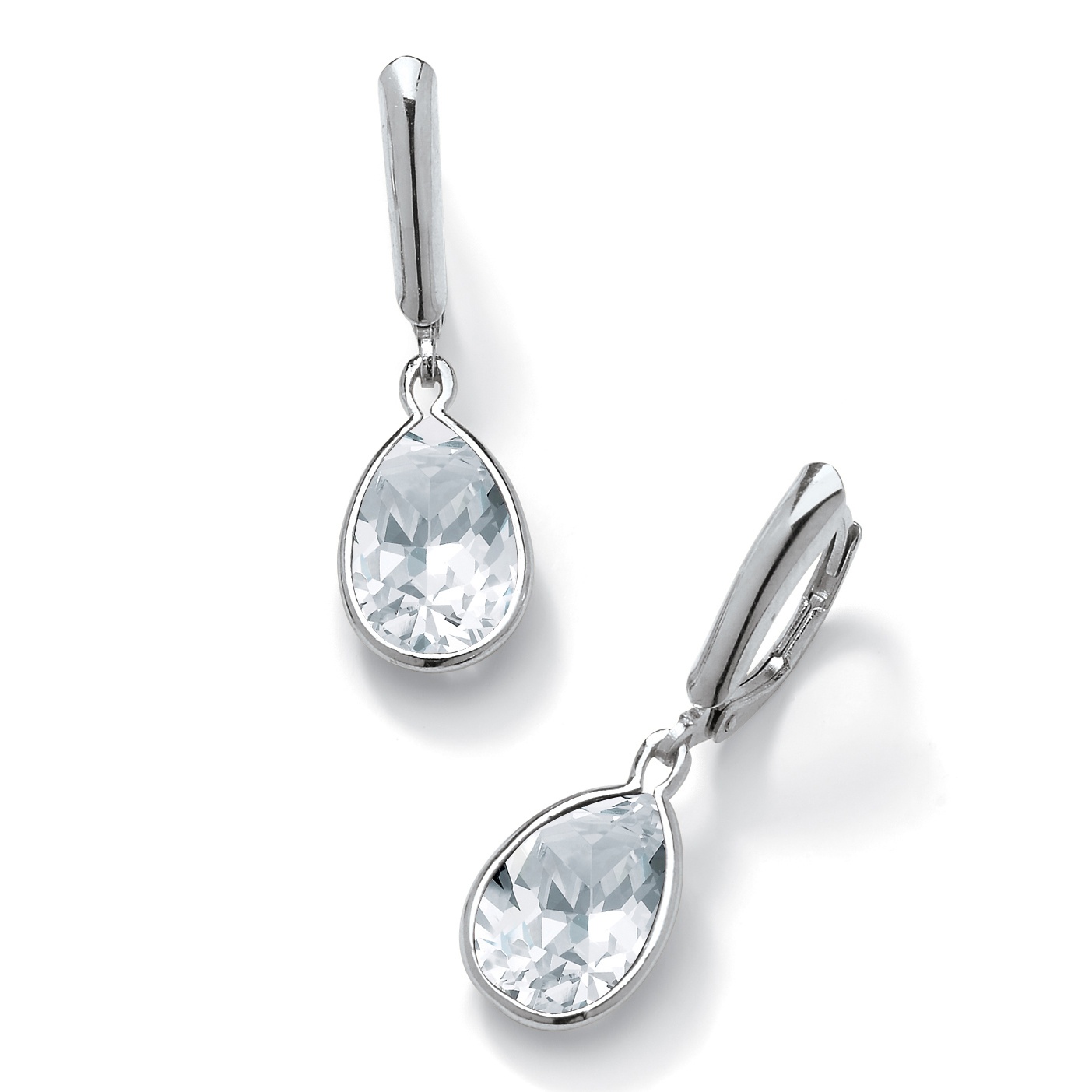 Sterling Silver Pear-Shaped Birthstone Drop Pierced Earrings