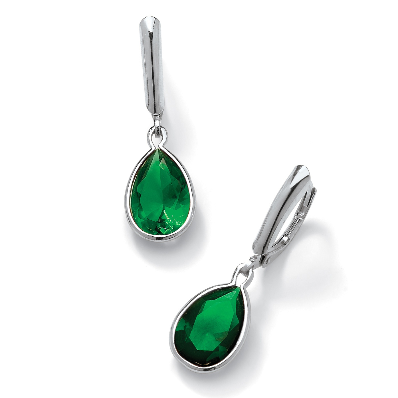 Sterling Silver Pear-Shaped Birthstone Drop Pierced Earrings
