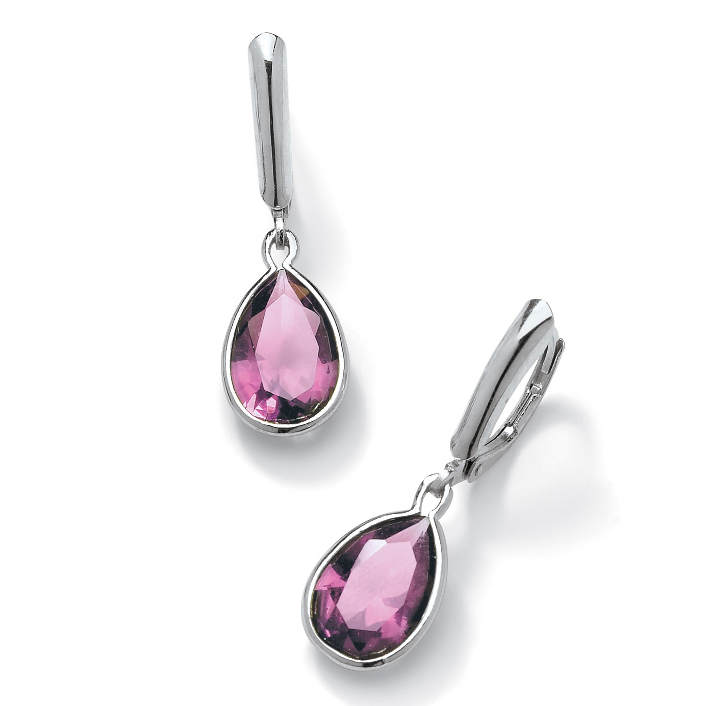 Sterling Silver Pear-Shaped Birthstone Drop Pierced Earrings