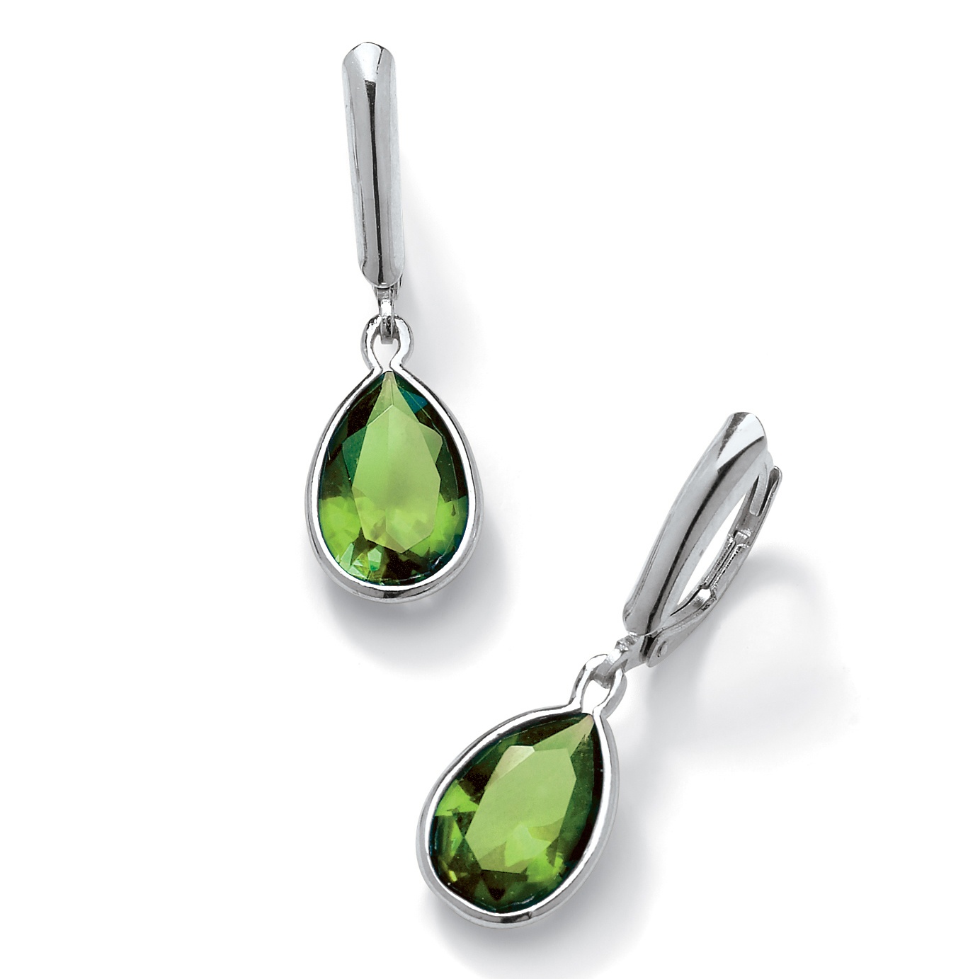 Sterling Silver Pear-Shaped Birthstone Drop Pierced Earrings