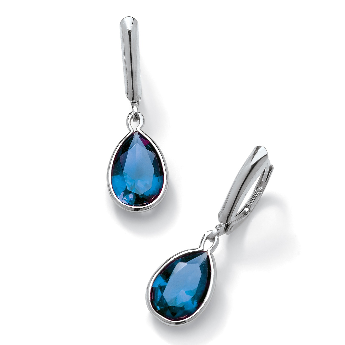Sterling Silver Pear-Shaped Birthstone Drop Pierced Earrings