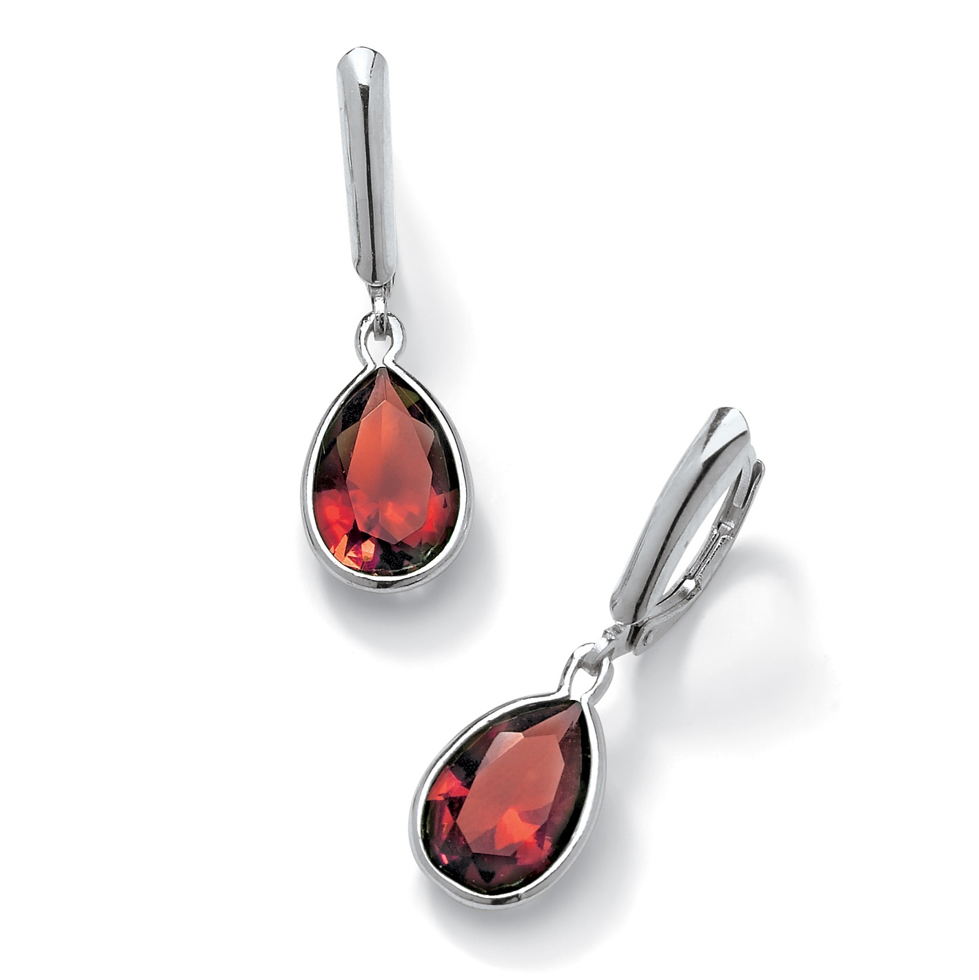 Sterling Silver Pear-Shaped Birthstone Drop Pierced Earrings