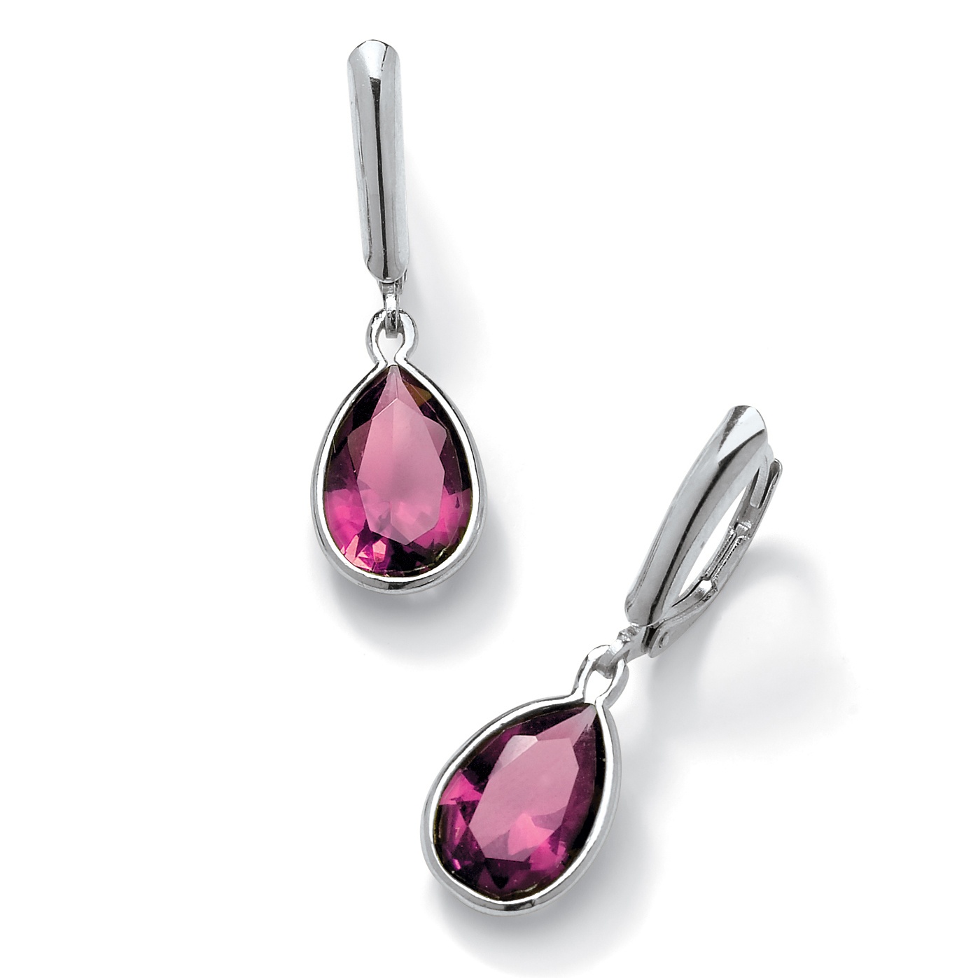 Sterling Silver Pear-Shaped Birthstone Drop Pierced Earrings