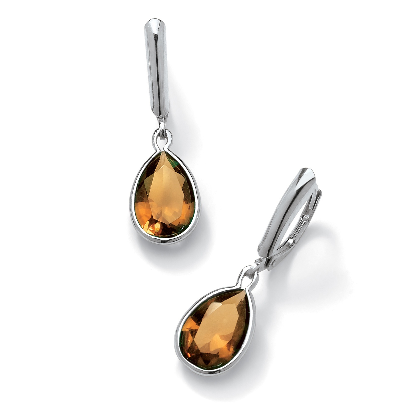 Sterling Silver Pear-Shaped Birthstone Drop Pierced Earrings