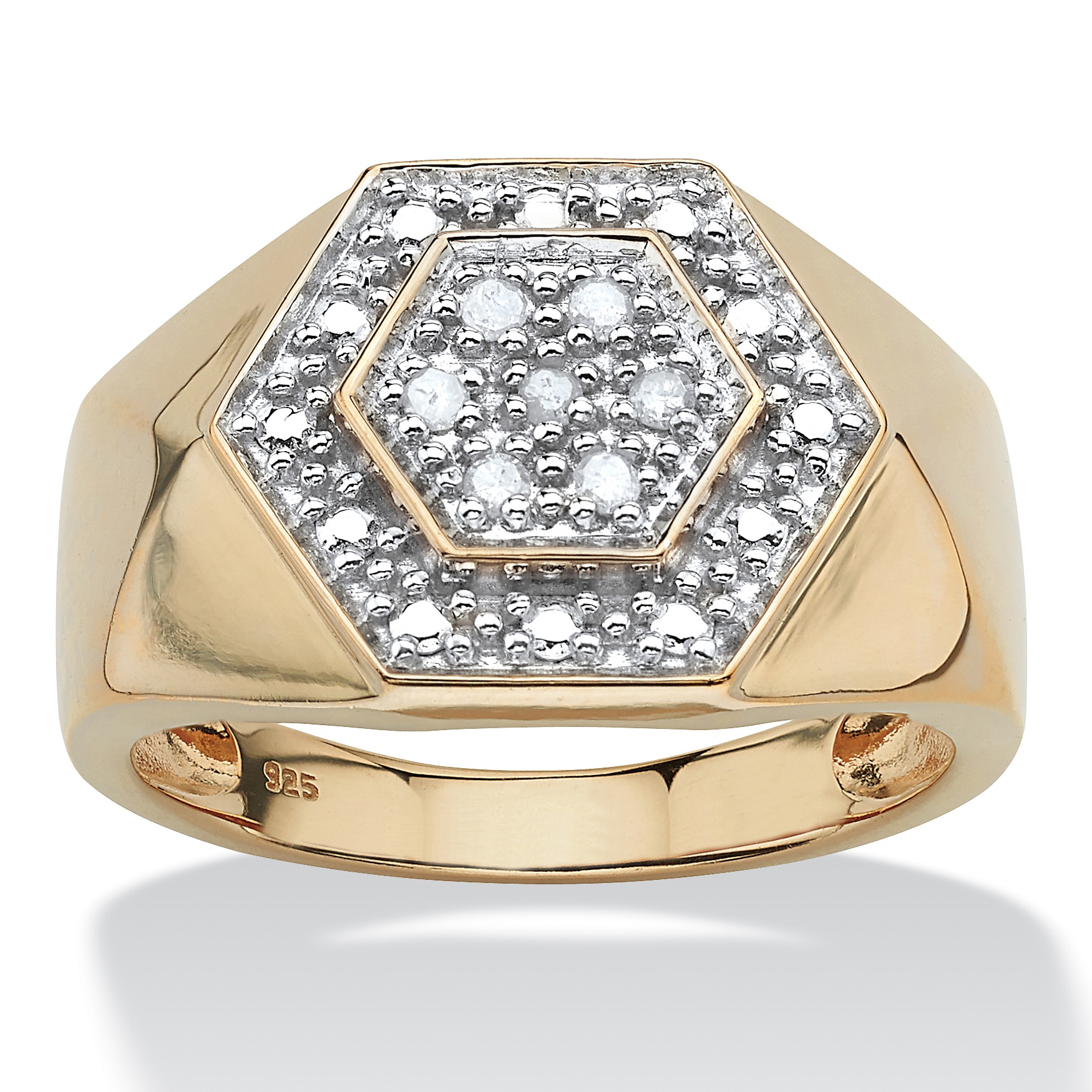 Tutone 18k Gold over Sterling Silver Men's Diamond Ring