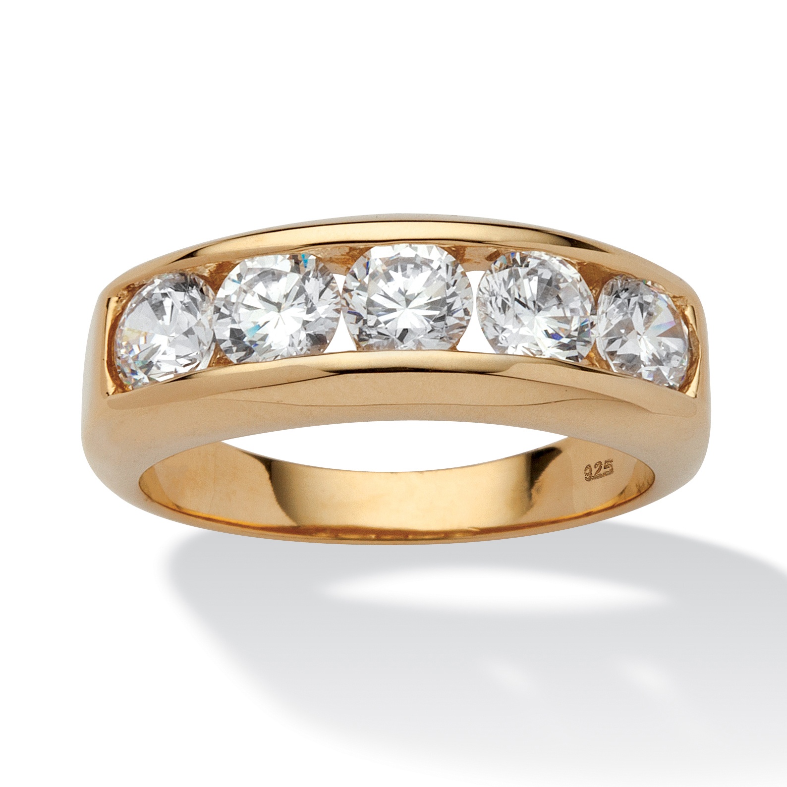 18k Gold over Sterling Silver Men's DiamonUltra Cubic Zirconia Wedding Band