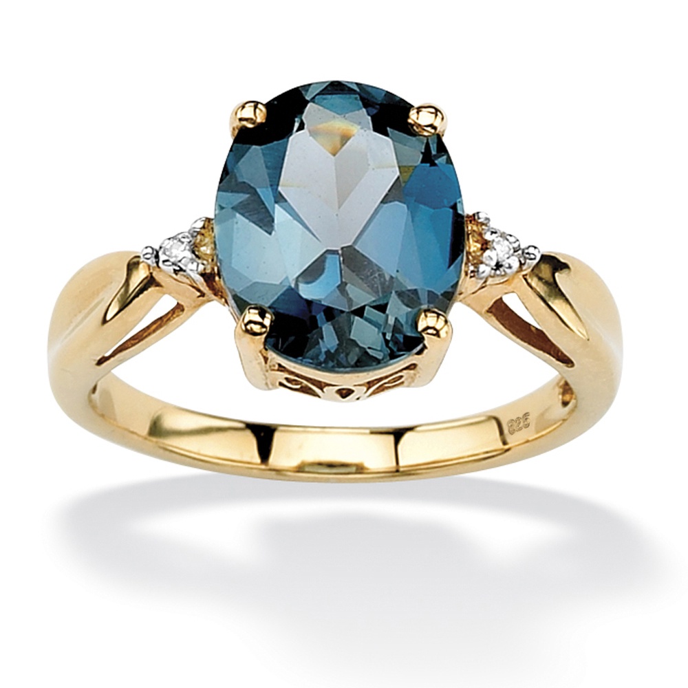18k Gold over Sterling Silver London Blue Topaz and Diamond Accent Ring