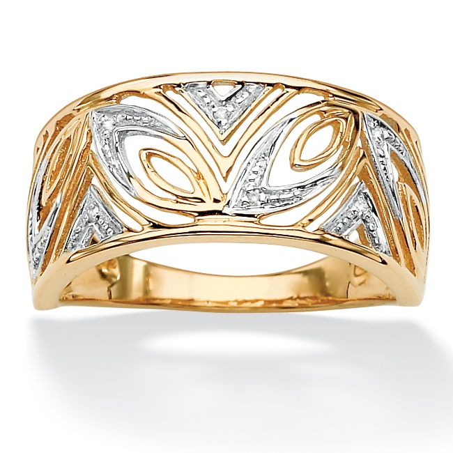 Tutone 10k Gold Diamond Accent Geometric Openwork Ring