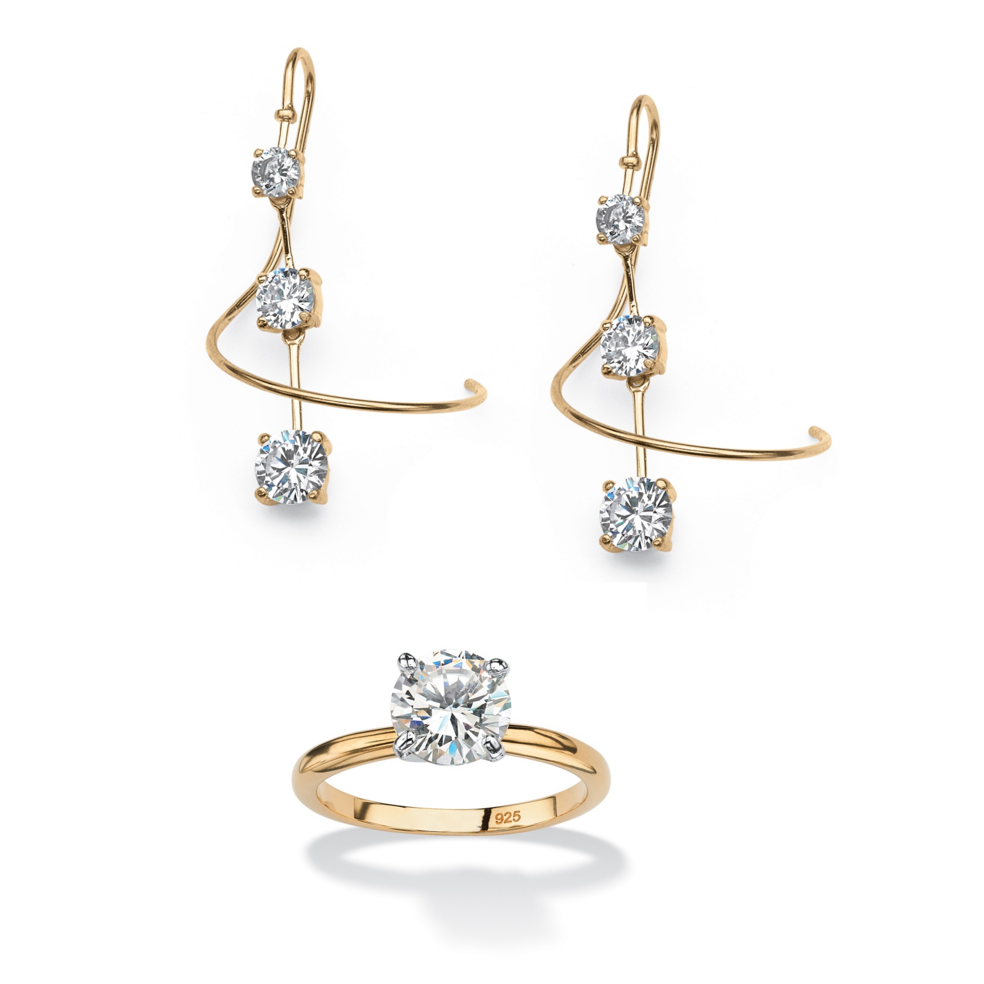 18k Gold over Sterling Silver DiamonUltra&trade; Cubic Zirconia Jewelry Set