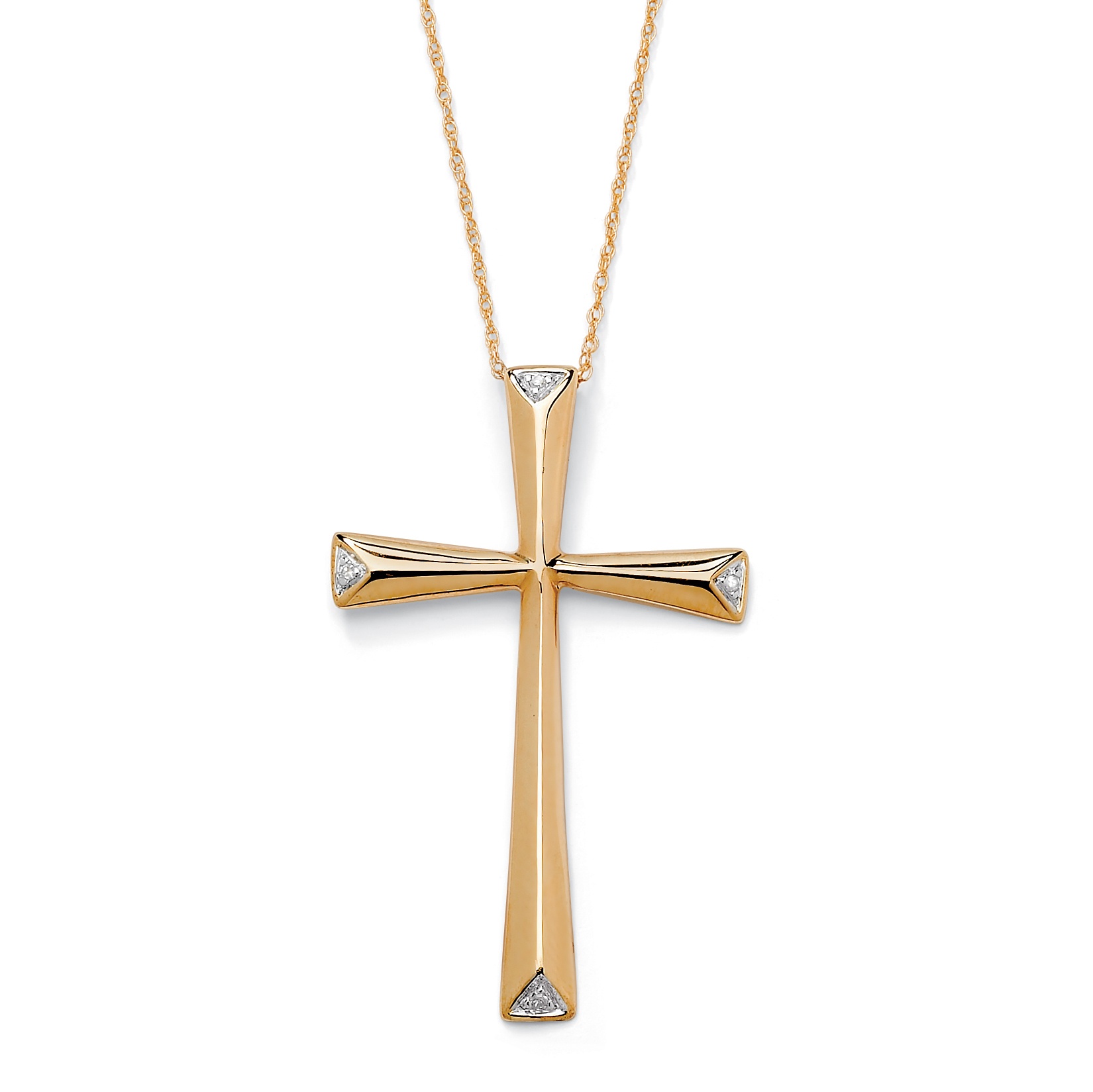 10k Gold Diamond Accent Cross Pendant and Chain