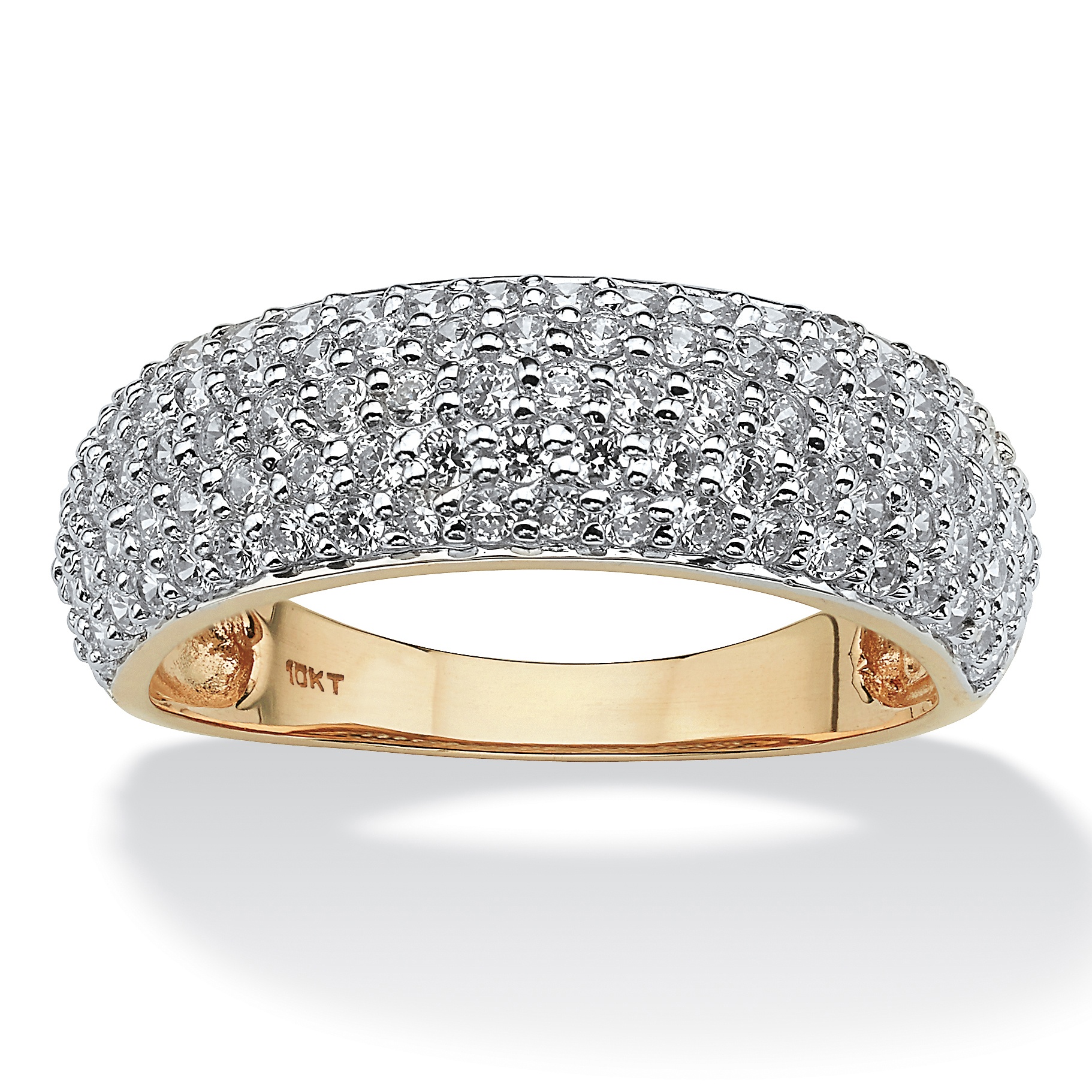 Tutone 10k Gold DiamonUltra&trade; Cubic Zirconia Pav&eacute; Ring